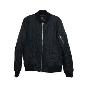 Raf Simons Quilted Bomber Jacket in Navy Blue Polyamide